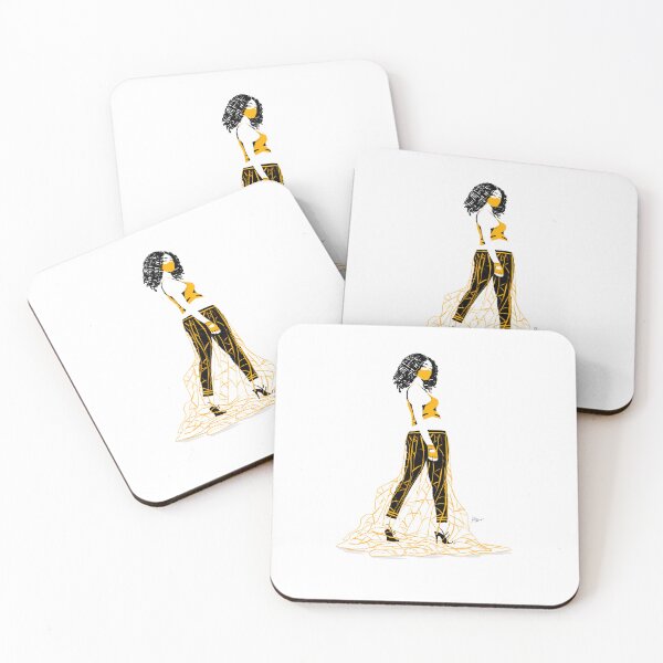 Item preview, Natural curly hair in gold and leather pants designed and sold by Rickard Bengtsson.