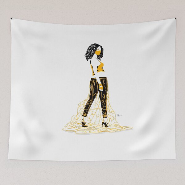 Item preview, Natural curly hair in gold and leather pants designed and sold by Rickard Bengtsson.