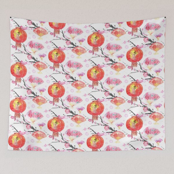 Item preview, Pretty Pink Chinese Lantern - Fan Sakura Branch  designed and sold by DV-LTD.