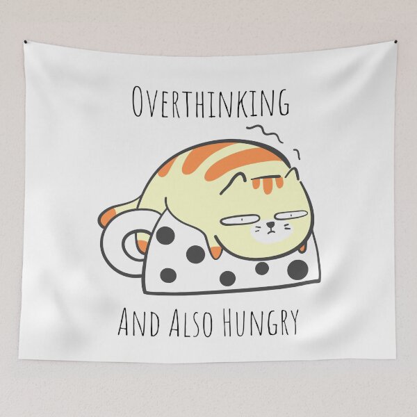 Item preview, Overthinking and Also Hungry Cute Cream Colored Tabby Cat designed and sold by quinellie.