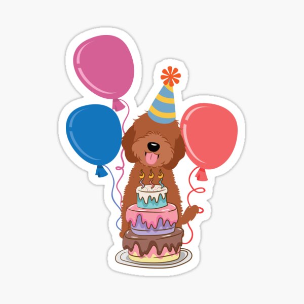 Item preview, Happy Birthday Red Ruby Cockapoo Cavapoo Cavoodle designed and sold by Lulupainting.