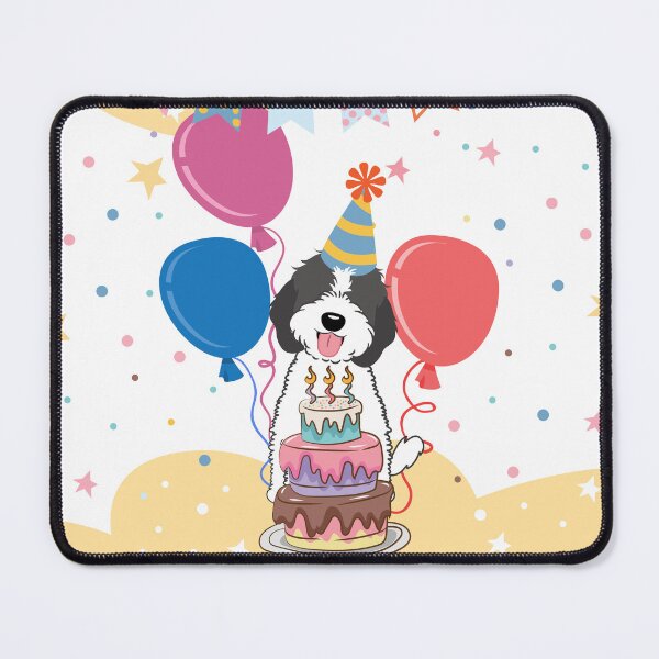 Item preview, Happy Birthday Black White Parti Cockapoo Cavapoo Cavoodle designed and sold by Lulupainting.
