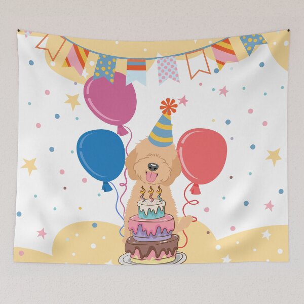 Item preview, Happy Birthday Apricot Cream Cockapoo Cavapoo Cavoodle designed and sold by Lulupainting.