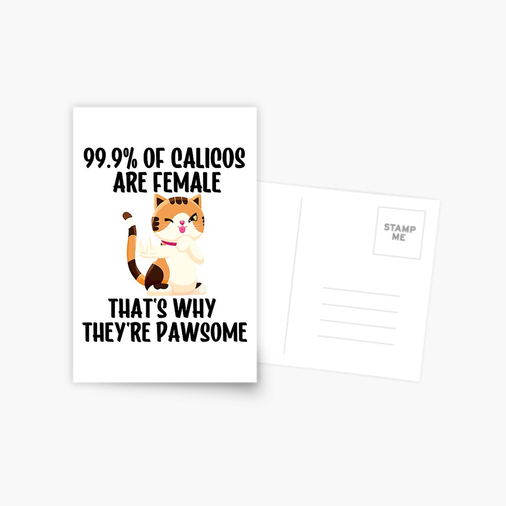 "Funny Calico Cat Tee. 99.9 of Calicos are female, that is why they