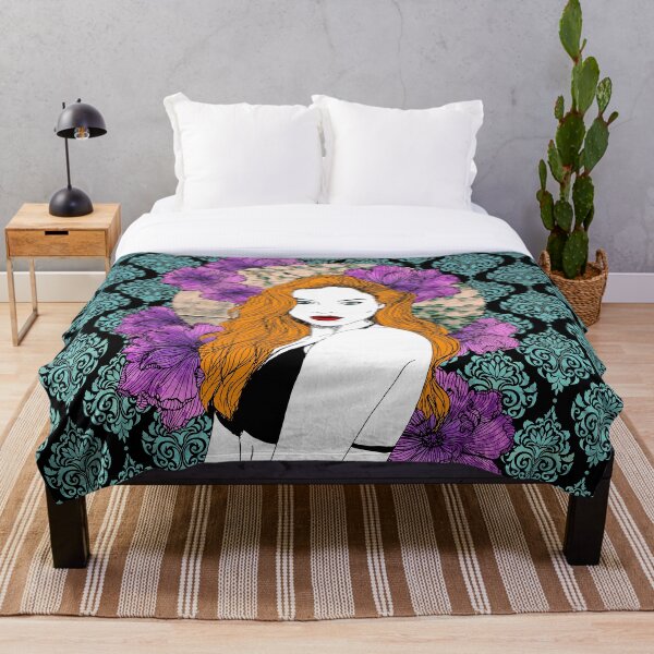 Item preview, Portrait of woman with orange hair with purple flowers designed and sold by keera66.