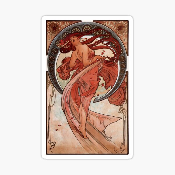 Dance,1898,Alphonse Mucha,art nouveau,litography Sticker