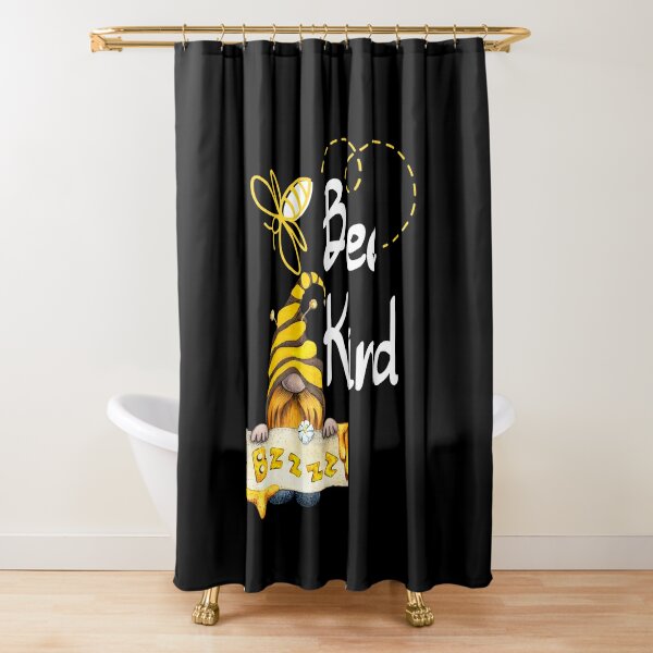 Gnome Bee Shower Curtain, Spring Summer Daisy Sunflower Floral