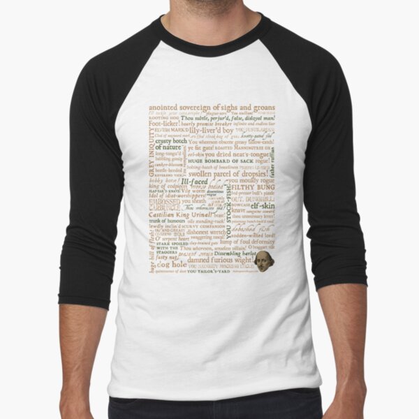 Shakespeare's Insults Collection - Revised Edition (by incognita) Baseball ¾ Sleeve T-Shirt