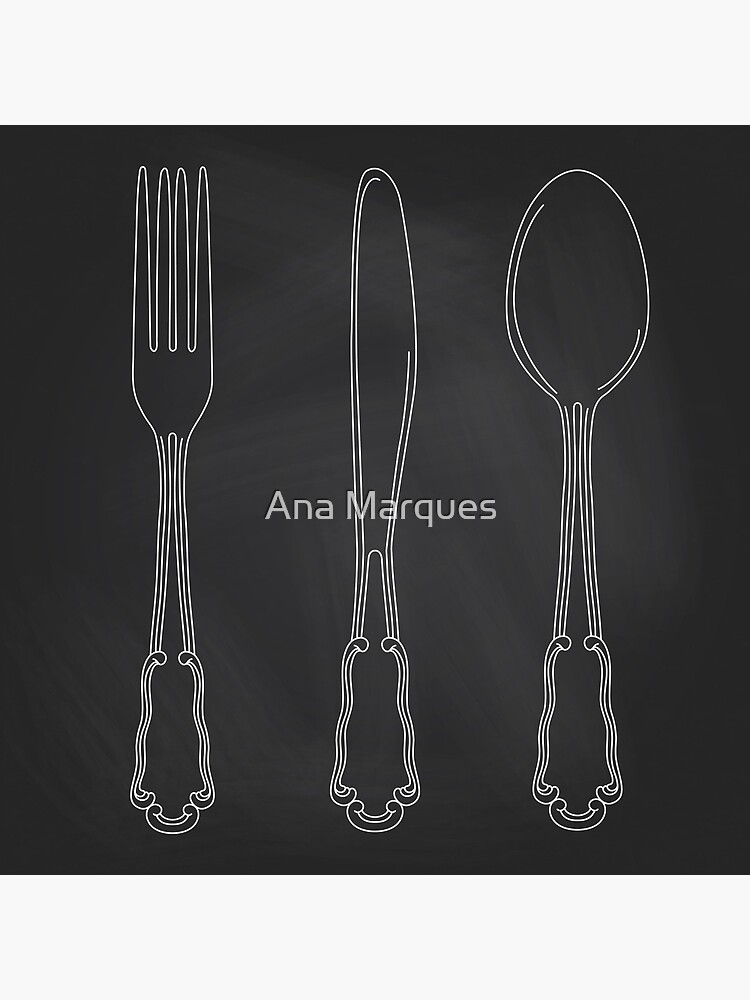 Wall Mural Retro cutlery set with fork knife and spoon isolated on