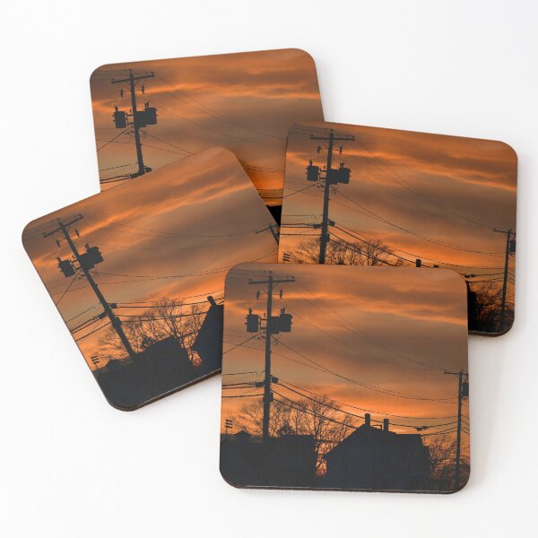 Item preview, Power lines, rooftops silhouettes at Sunset... designed and sold by Poete100.