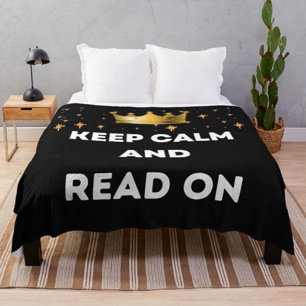 Item preview, keep calm and read on golden crown and stars black and white designed and sold by Tshirtk.