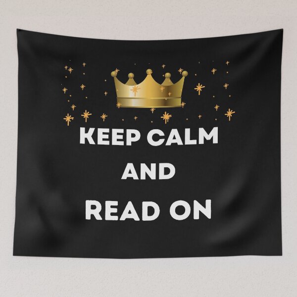 Item preview,  keep calm and read on golden crown and stars black and white designed and sold by Tshirtk.