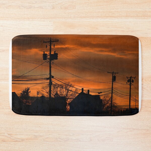 Item preview, Power lines, rooftops silhouettes at Sunset... designed and sold by Poete100.
