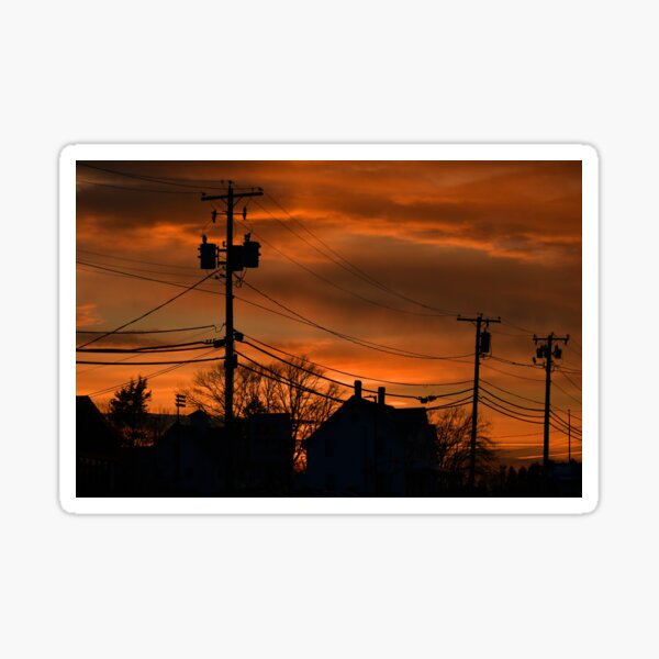 Item preview, Power lines, rooftops silhouettes at Sunset... designed and sold by Poete100.