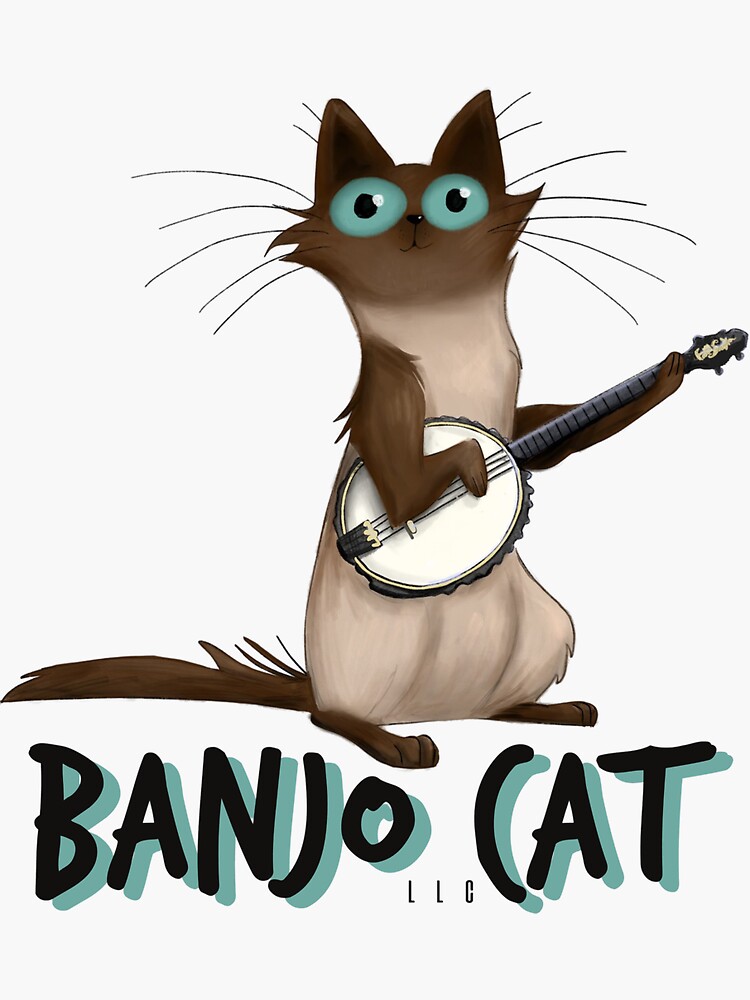 "Banjo Cat Classic Logo" Sticker by BanjoCatArt Redbubble