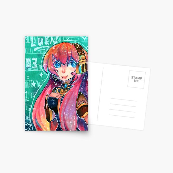 Luka from Vocaloid- doodle background Postcard
