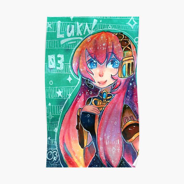 Luka from Vocaloid- doodle background Poster