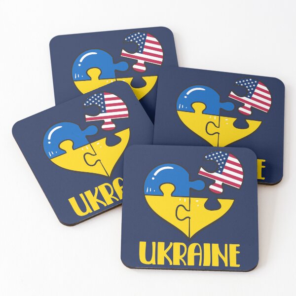 Item preview, Ukraine and United States of America Love Heart Flags Puzzle designed and sold by AS-Shirts.