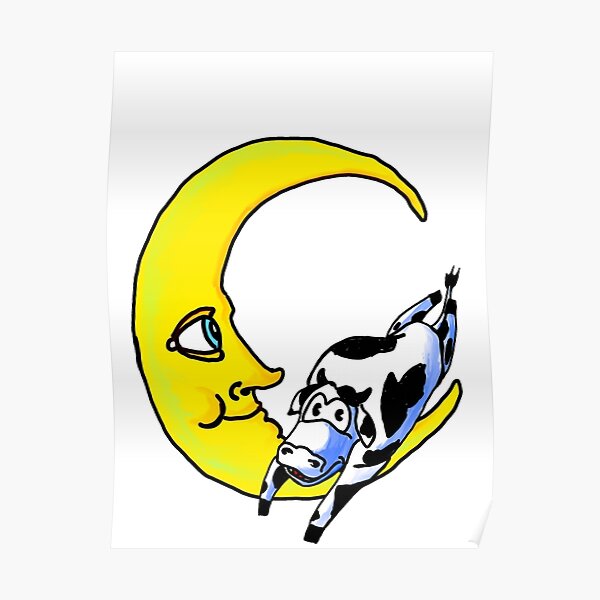 Cow Moon Jump Poster