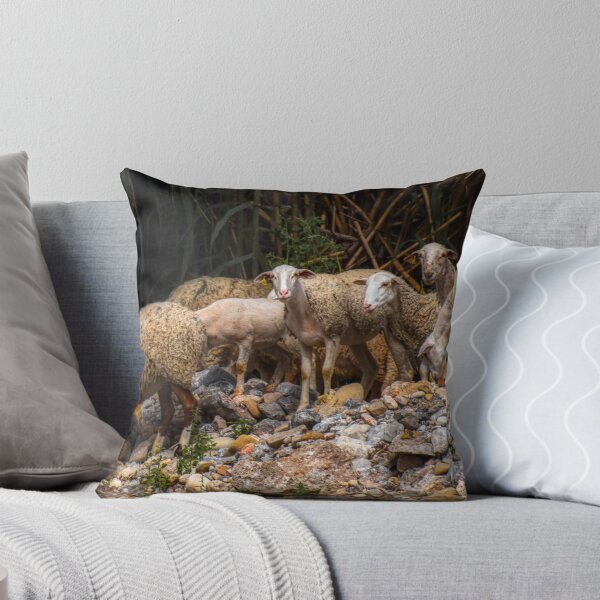 Item preview, Sheep by a lake with bamboo and stones designed and sold by janesg.