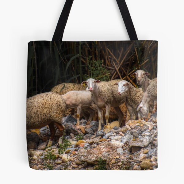 Item preview, Sheep by a lake with bamboo and stones designed and sold by janesg.