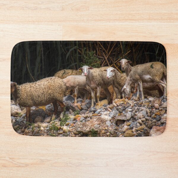 Item preview, Sheep by a lake with bamboo and stones designed and sold by janesg.