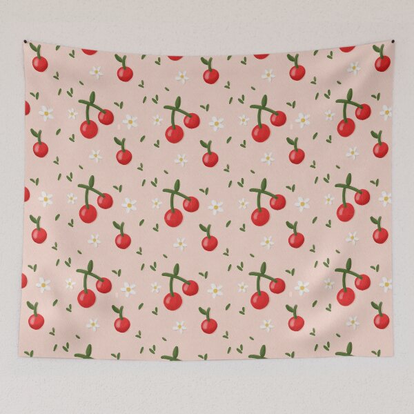 Item preview, Cherry and white flower pattern designed and sold by digitalByMast.