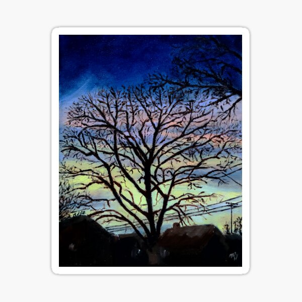 Winter Sunrise Tree Silhouette Sticker