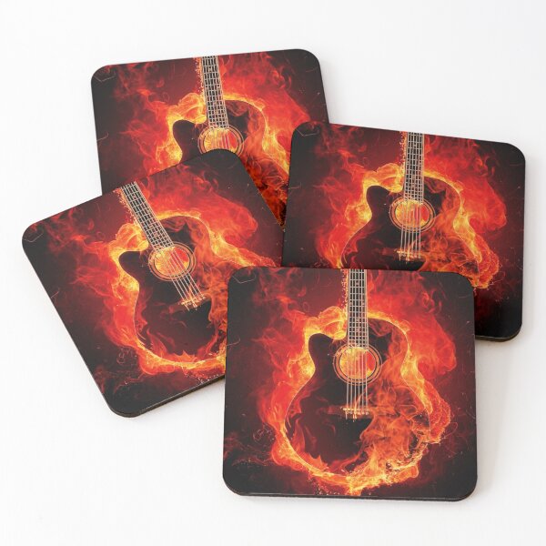 Item preview, An acoustic guitar in flames music lovers musical instrument designed and sold by BestDesign87.