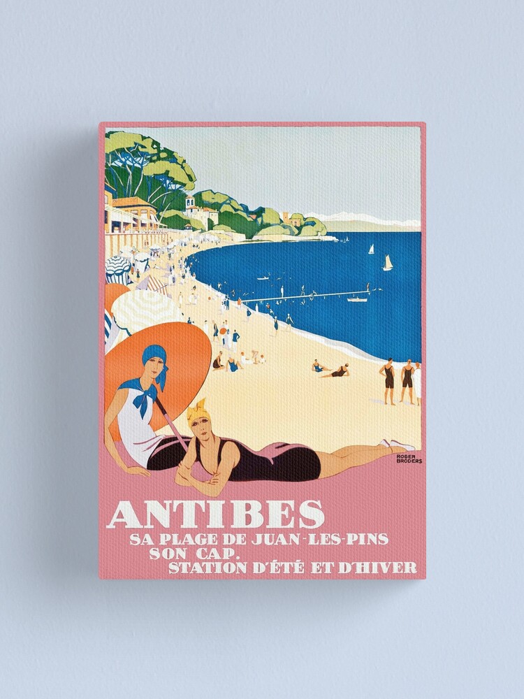 Vintage Antibes France Beach Vacation Travel Canvas Print By