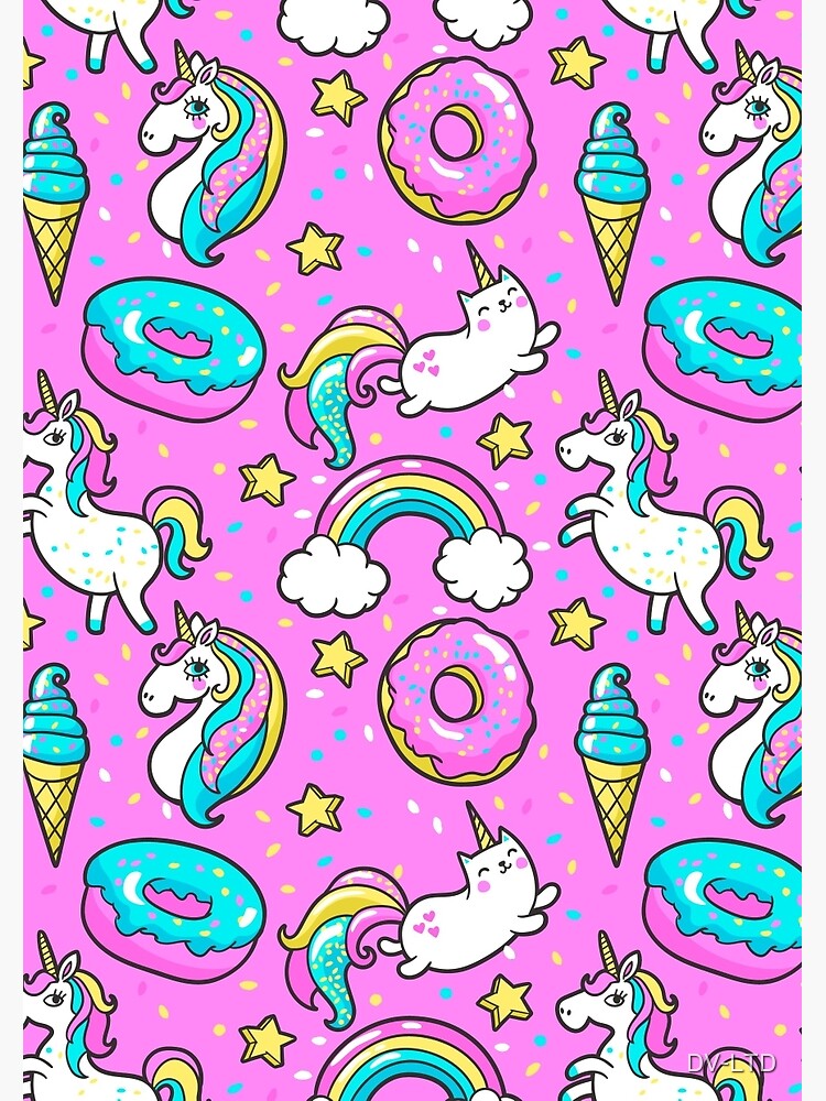 Unicorn & Ice Cream Pink Print Spiral Sketchbook