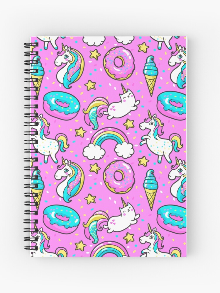 Unicorn & Ice Cream Pink Print Spiral Sketchbook