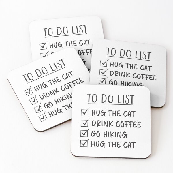 Item preview, Cat, Coffee, and Hiking Quote - To Do List designed and sold by Primroaddesigns.