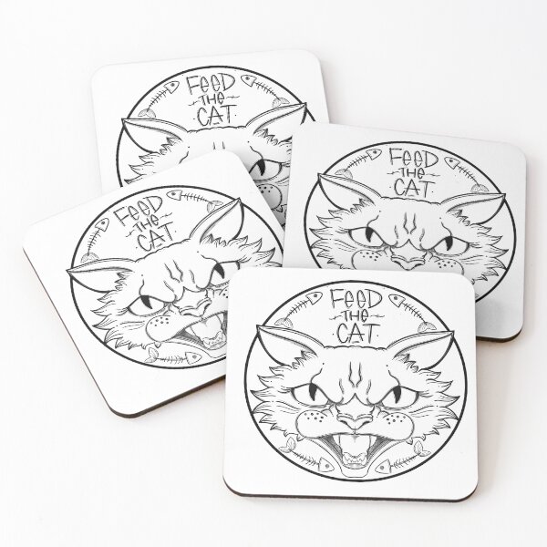 Item preview, Feed the Cat Black and White Ver. 1 Cartoon designed and sold by Jaimie C..