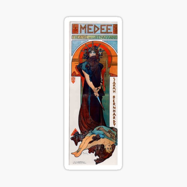 Medea,1898,litography,Alphonse Mucha,art nouveau Sticker