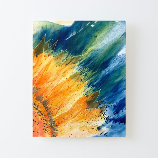 Rejoice - Blue & Gold Sunflower Canvas Mounted Print