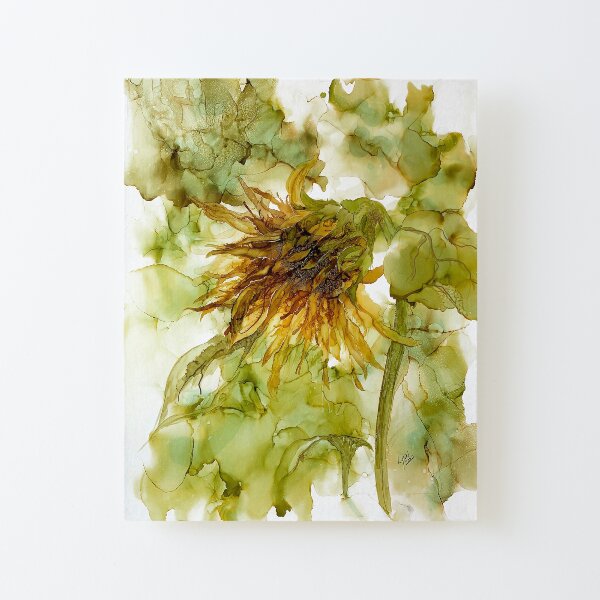 Sunflower - Painted in Alcohol Ink Canvas Mounted Print
