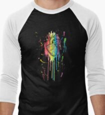 Watercolour and Pen Rainbow Anatomical Heart Men's Baseball ¾ T-Shirt