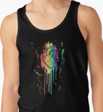 Watercolour and Pen Rainbow Anatomical Heart Men's Tank Top