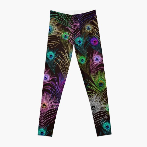 Peacock Tail Eyes Feather Leggings Peacock Yoga Pants, Peacock