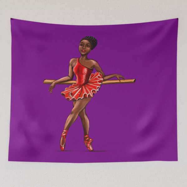 Item preview, Ballet in red pointe shoes - African American ballerina taking a break  brown skin ballerina ballet dance designed and sold by Artonmytee.