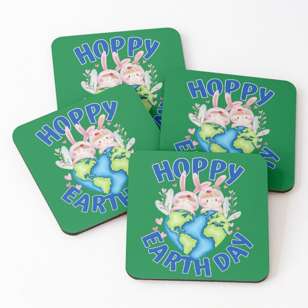 Aperçu de l'œuvre Hoppy Earth Day / Heart Earth With Bunnies / Earth Day Rabbit Pun créée et vendue par Designs By YL.
