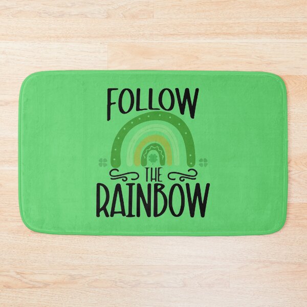 Item preview, Follow The Rainbow, Saint Patricks Rainbow Pin Button, Lucky Four Leaf clover T-shirt and Mug designed and sold by Eddyed.