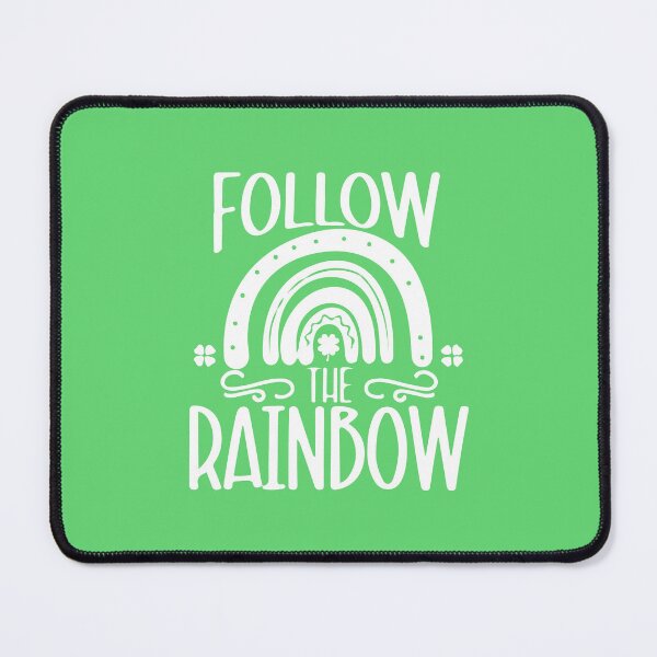 Item preview, Follow The Rainbow, Saint Patricks Rainbow Pin Button, Lucky Four Leaf clover T-shirt and Mug designed and sold by Eddyed.