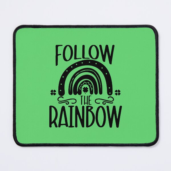 Item preview, Follow The Rainbow, Saint Patricks Rainbow Pin Button, Lucky Four Leaf clover T-shirt and Mug designed and sold by Eddyed.