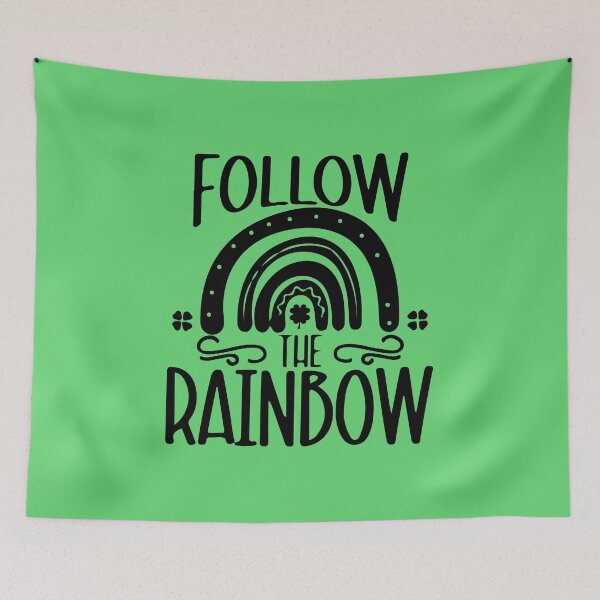 Item preview, Follow The Rainbow, Saint Patricks Rainbow Pin Button, Lucky Four Leaf clover T-shirt and Mug designed and sold by Eddyed.