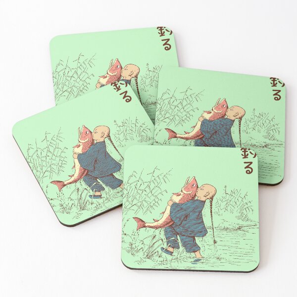 Item preview, Fishing 釣るOld Vintage Chinese Sketch BW Colorized designed and sold by Snoot-Store.