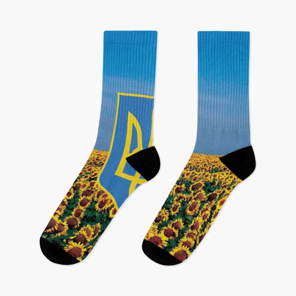 Item preview, Ukraine Flag with Sunflowers, Blue Skies, and Coat Of Arms - Black designed and sold by johnta17.