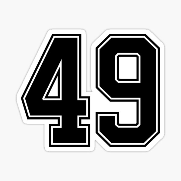 sig selv hovedsagelig Paranafloden Black Number 49 lucky sports jersey forty nine" Sticker for Sale by  HeavyStyle | Redbubble
