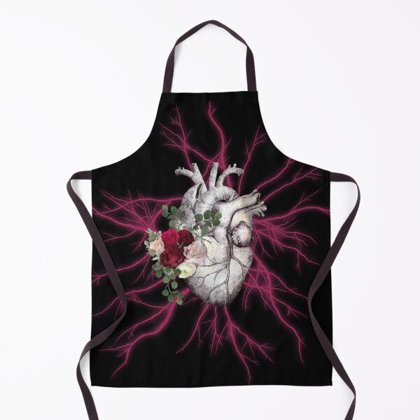 Item preview, Vintage Human heart and veins, arteries, blood, illustration art, dark, purple roses designed and sold by Collagedream.
